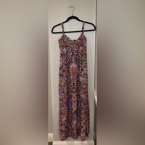 This is a beautiful high-end multicolored dress from Anthropologie.